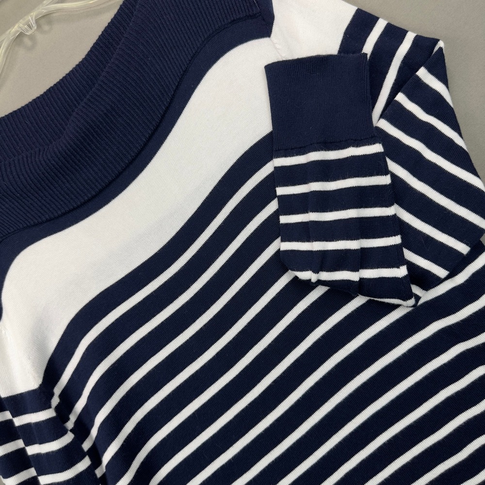 Chaps Boat Neck Sweater Womens L Blue White Striped Excellent Preppy Nautical